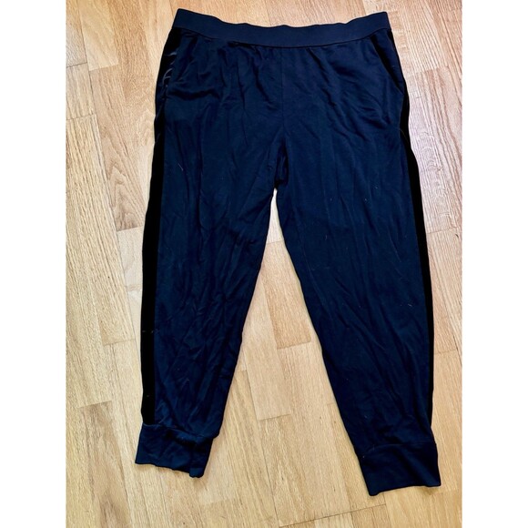 Eileen Fisher Women's Velvet Side Stripe Jogger Pants Black Petites Size PL - Picture 2 of 16